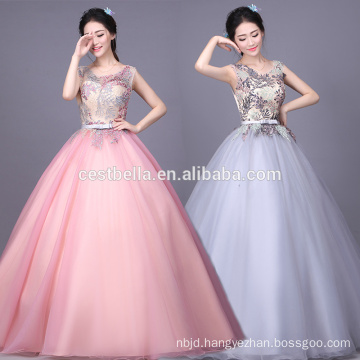 Puffy princess ball gown colorful shining chiffon wedding dress Grey Pink Evening Party Ball Gown